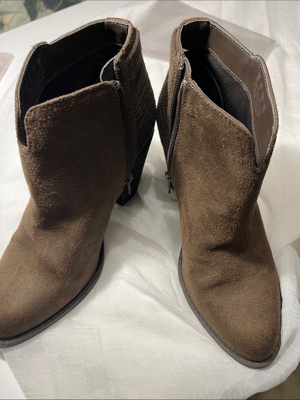 Carlos by Carlos Santana Brown Suede Ankle Booties with Side Zip